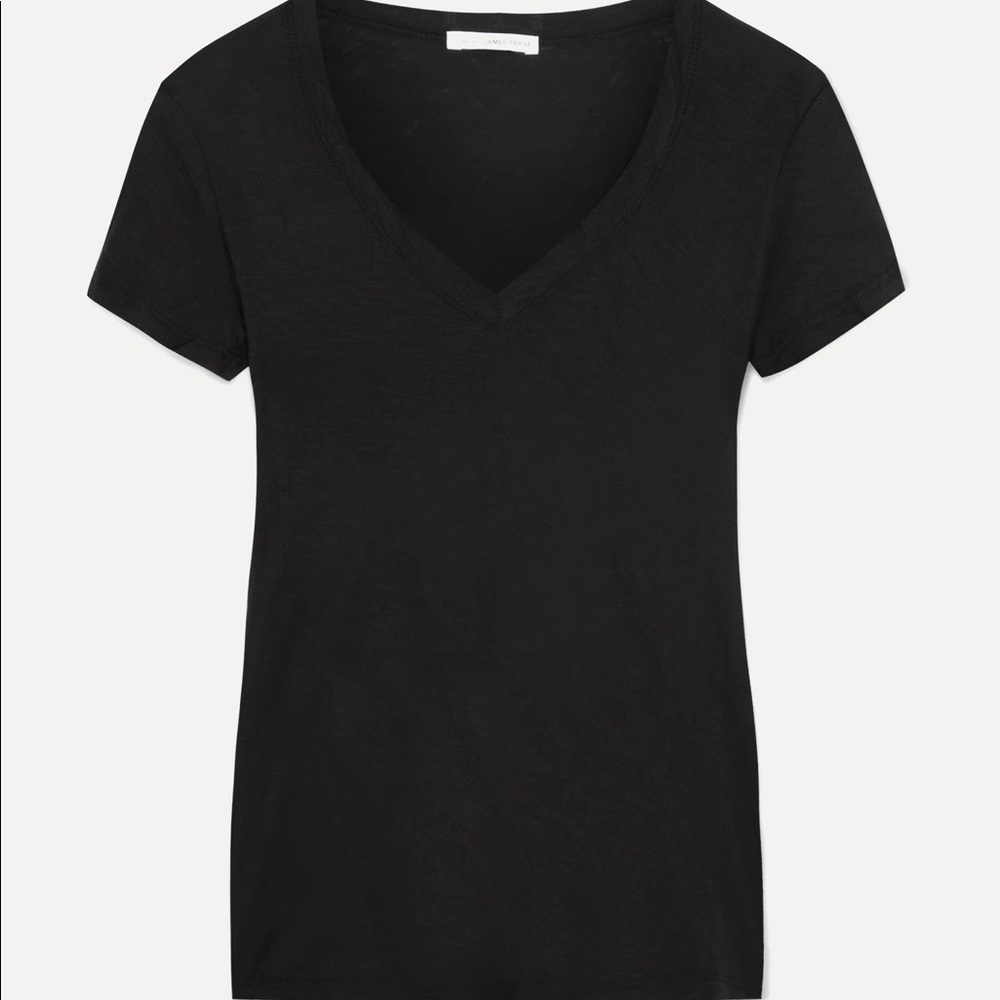 James Perse Sheer Slub Casual V Neck Tee